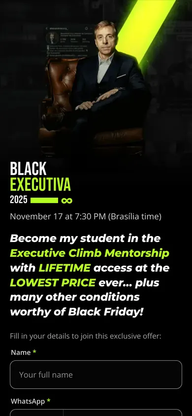 Black Executiva 2025 capture page on a phone