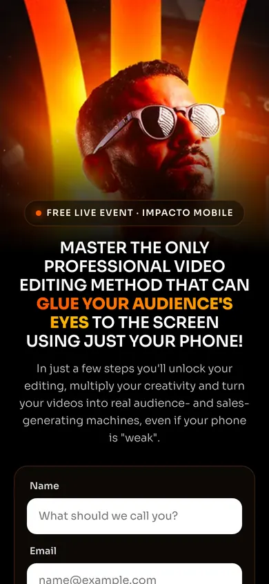 Impacto Mobile capture page on a phone