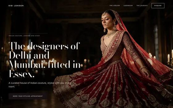Concept page for an Indian couture house in Essex