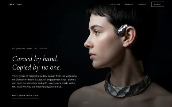 Concept page for a fine jewellery workshop in Brighton